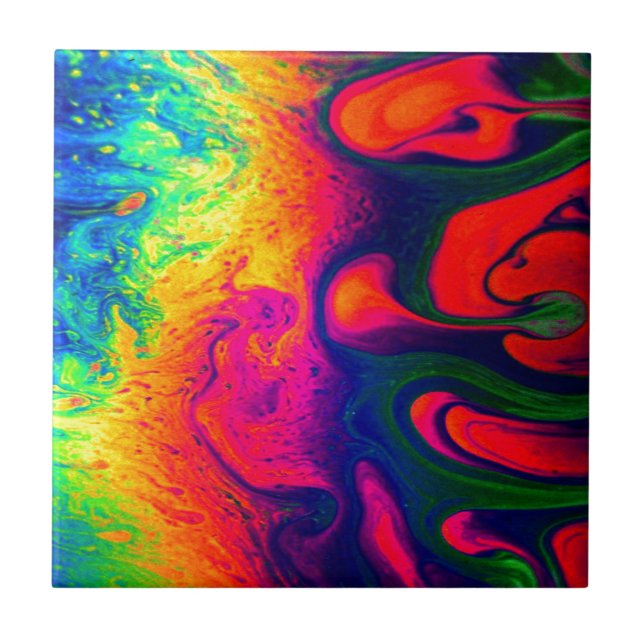 Colourful Unique Rainbow Swirl PERSONALIZE IT Tile (Front)