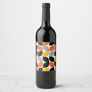 Colourful, unique, trendy, urban leaf concept wine label