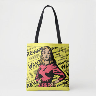 Colourful Unique vintage woman Newspaper Yellow Tote Bag