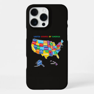 Colourful United states of America Map with states iPhone 16 Pro Max Case