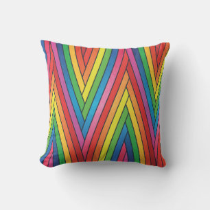 Colourful Up and Down Curved Zig-Zag Stripes Throw Pillow