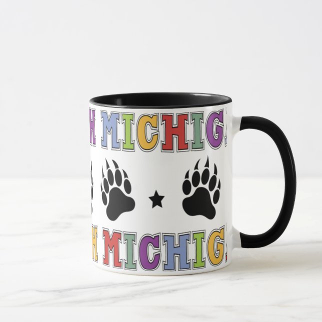 Colourful Up North Michigan Mug with Bear Claws (Right)