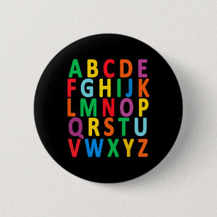 Colourful Uppercase Letters Alphabet Learn Abc Boy 2 Inch Round Button