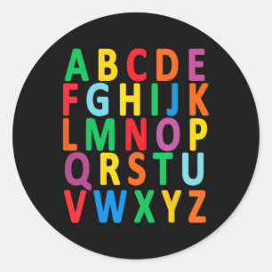 Colourful Uppercase Letters Alphabet Learn Abc Boy Classic Round Sticker