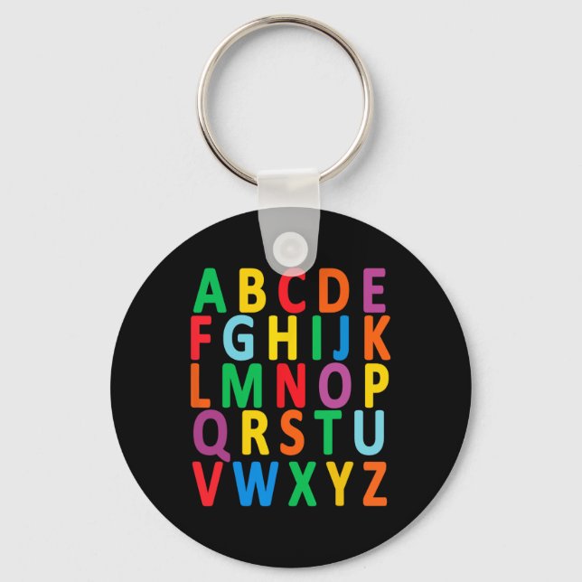 Colourful Uppercase Letters Alphabet Learn Abc Boy Keychain (Front)