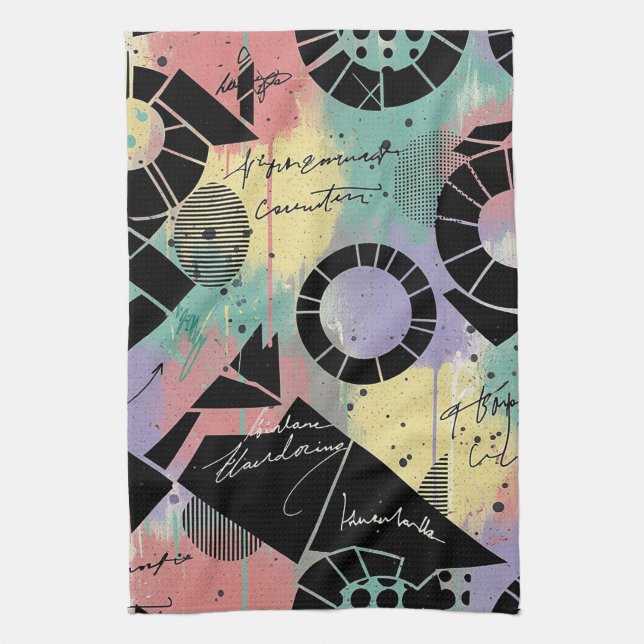 Colourful Urban Graffiti Pattern (10) Kitchen Towel (Vertical)