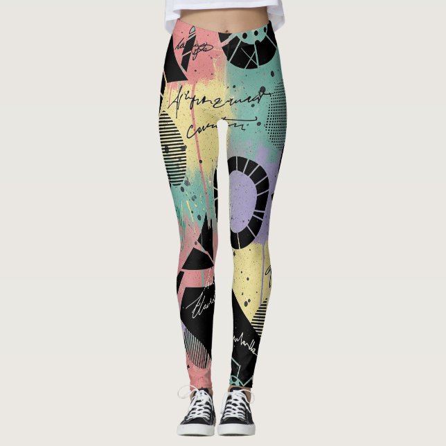 Colourful Urban Graffiti Pattern (10) Leggings (Front)