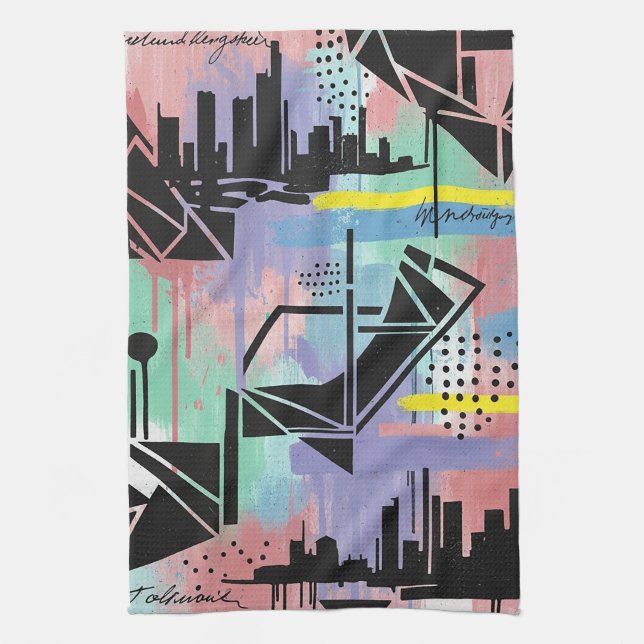 Colourful Urban Graffiti Pattern (11) Kitchen Towel (Vertical)