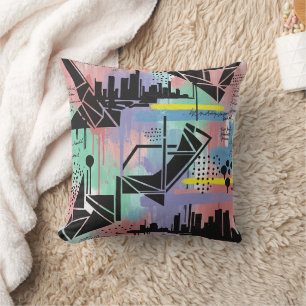 Colourful Urban Graffiti Pattern (11) Throw Pillow