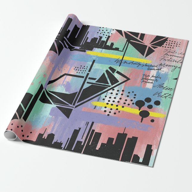 Colourful Urban Graffiti Pattern (11) Wrapping Paper (Unrolled)