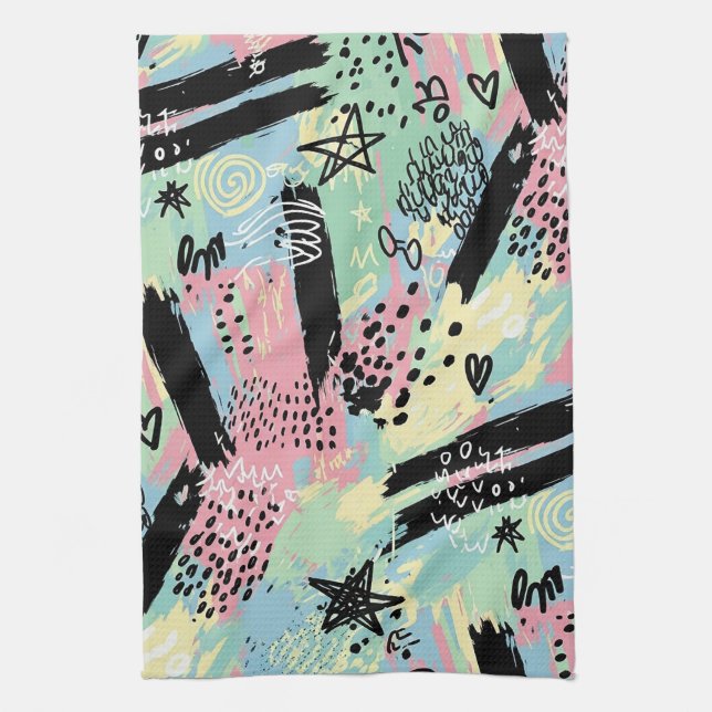 Colourful Urban Graffiti Pattern (12) Kitchen Towel (Vertical)