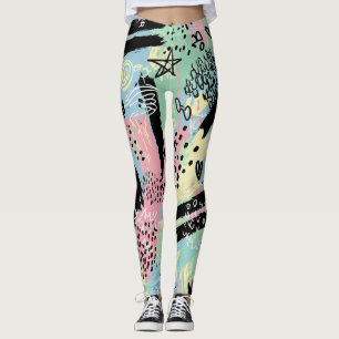 Colourful Urban Graffiti Pattern (12) Leggings