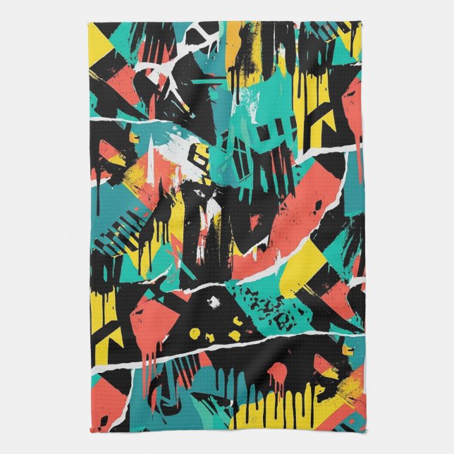 Colourful Urban Graffiti Pattern (13) Kitchen Towel (Vertical)