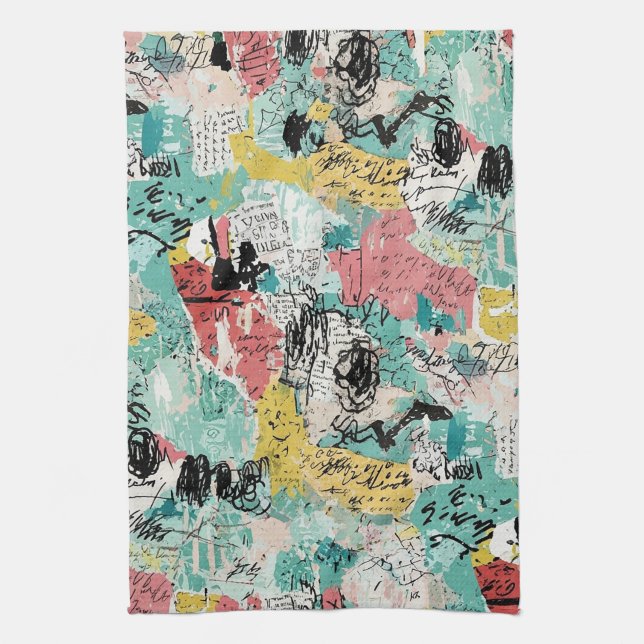 Colourful Urban Graffiti Pattern (2) Kitchen Towel (Vertical)