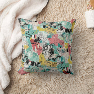 Colourful Urban Graffiti Pattern (2) Throw Pillow