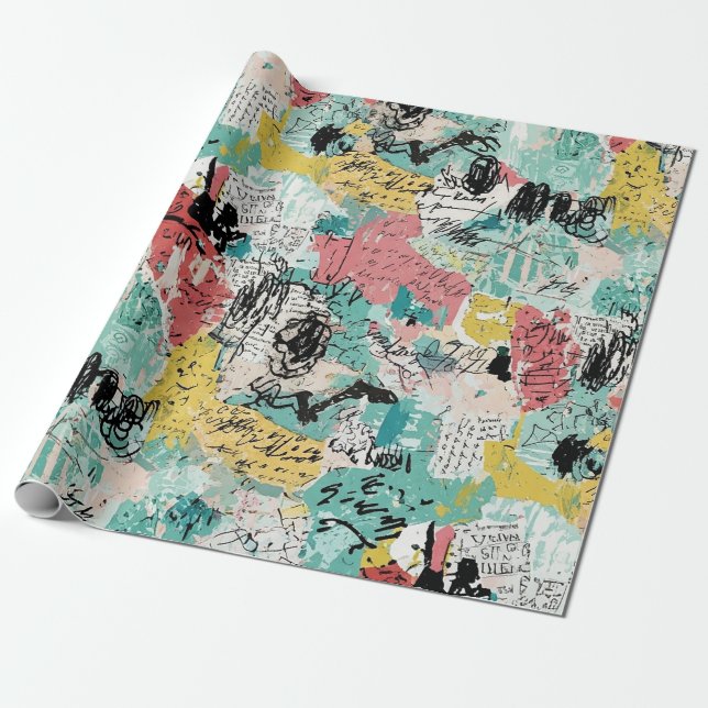 Colourful Urban Graffiti Pattern (2) Wrapping Paper (Unrolled)