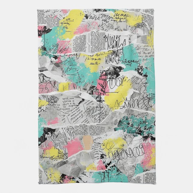 Colourful Urban Graffiti Pattern (3) Kitchen Towel (Vertical)