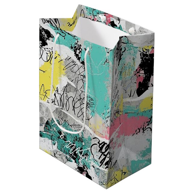 Colourful Urban Graffiti Pattern (3) Medium Gift Bag (Front Angled)