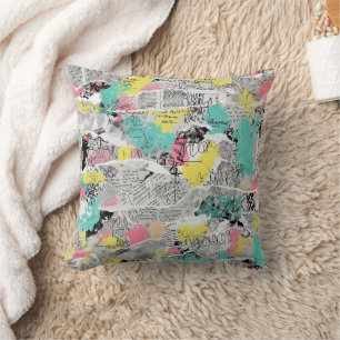 Colourful Urban Graffiti Pattern (3) Throw Pillow