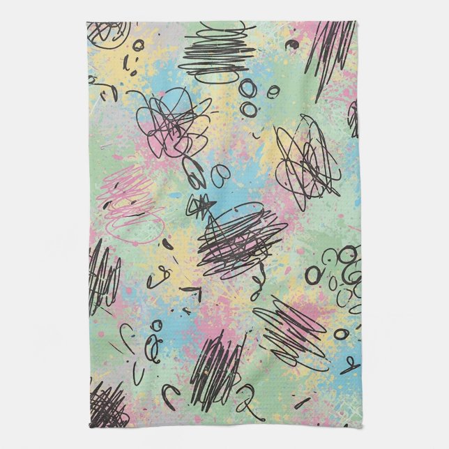 Colourful Urban Graffiti Pattern (4) Kitchen Towel (Vertical)