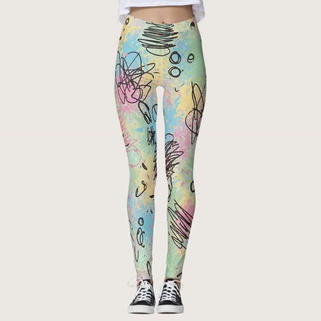 Colourful Urban Graffiti Pattern (4) Leggings (Front)