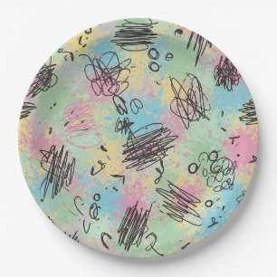 Colourful Urban Graffiti Pattern (4) Paper Plate