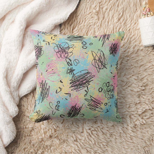 Colourful Urban Graffiti Pattern (4) Throw Pillow (Blanket)
