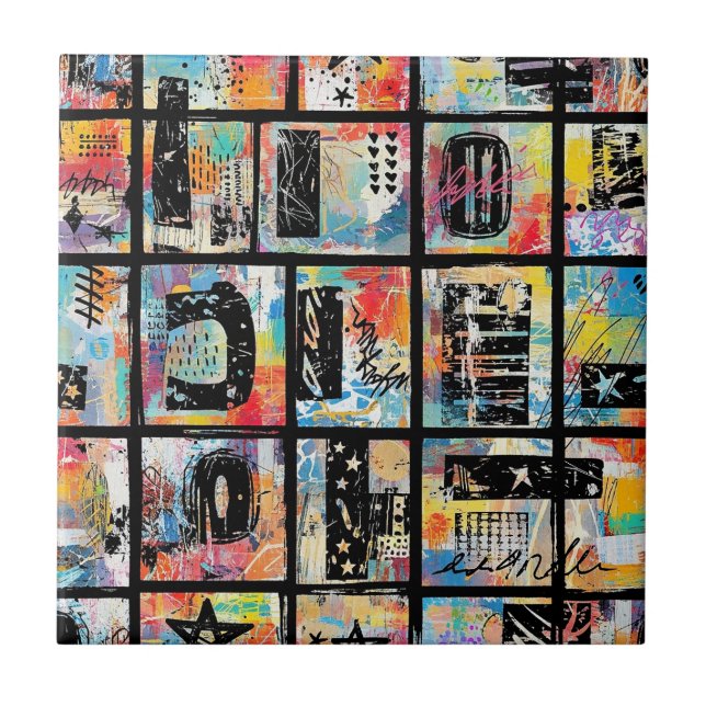 Colourful Urban Graffiti Pattern (5) Tile (Front)
