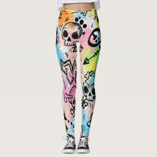 Colourful Urban Graffiti Pattern (6) Leggings