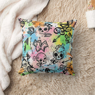 Colourful Urban Graffiti Pattern (6) Throw Pillow