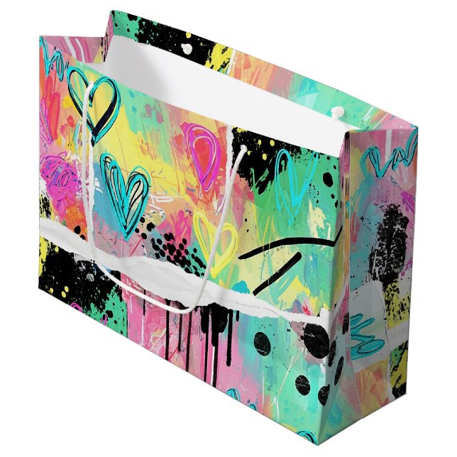 Colourful Urban Graffiti Pattern (7) Large Gift Bag (Front Angled)
