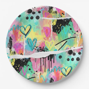 Colourful Urban Graffiti Pattern (7) Paper Plate