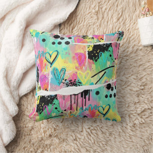 Colourful Urban Graffiti Pattern (7) Throw Pillow
