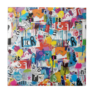 Colourful Urban Graffiti Pattern (8) Tile