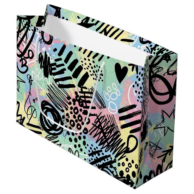 Colourful Urban Graffiti Pattern (9) Large Gift Bag (Front Angled)
