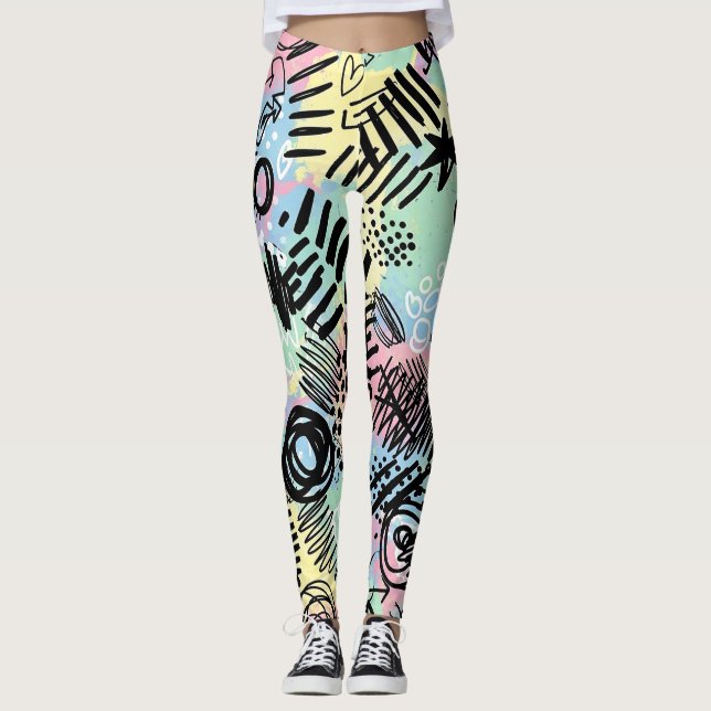 Colourful Urban Graffiti Pattern (9) Leggings (Front)