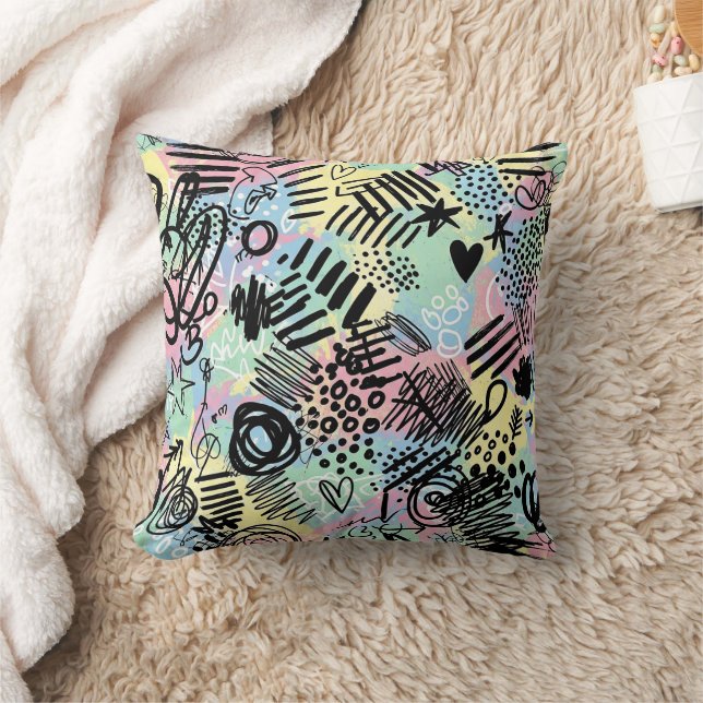 Colourful Urban Graffiti Pattern (9) Throw Pillow (Blanket)