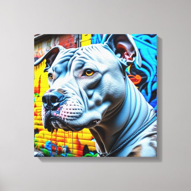 Colourful Urban Graffiti Street Art Pitbull Lover Canvas Print (Front)
