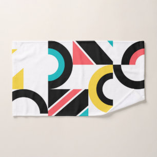 Colourful, urban, trendy, modern geometric art hand towel