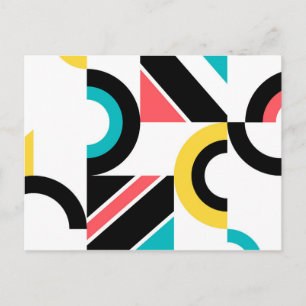 Colourful, urban, trendy, modern geometric art postcard