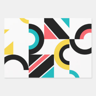 Colourful, urban, trendy, modern geometric art wrapping paper sheet