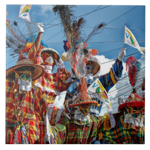 Colourful US Virgin Islands Mocko Jumbie Jamboree Tile