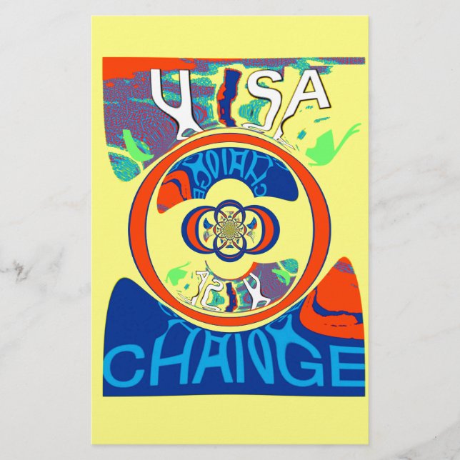 Colourful USA Change: A Festive Design Stationery (Front)