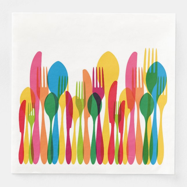 Colourful Utensils Napkin (Front)