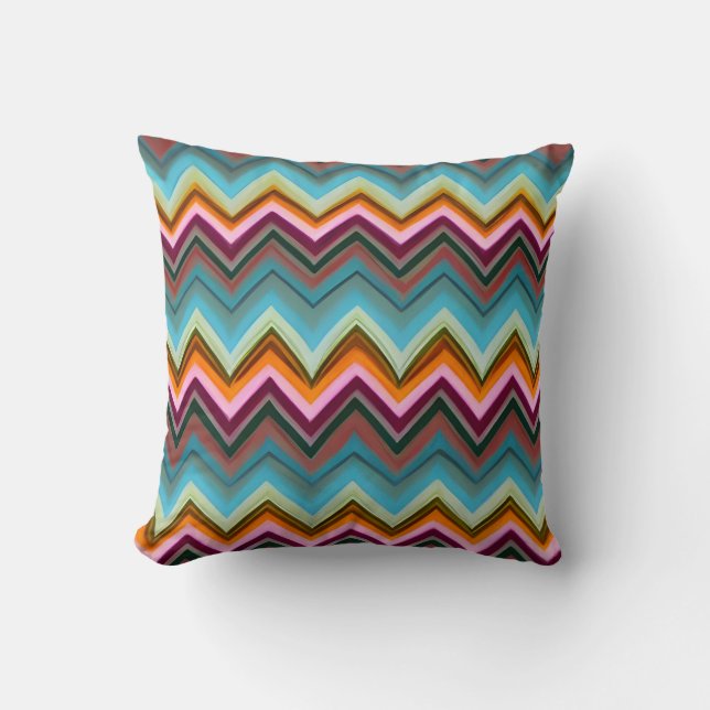 Colourful V Shape Pattern Throw Pillow (Front)