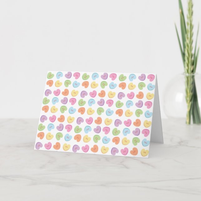 Colourful Valentine Candy Hearts  Placemat Holiday Card (Front)