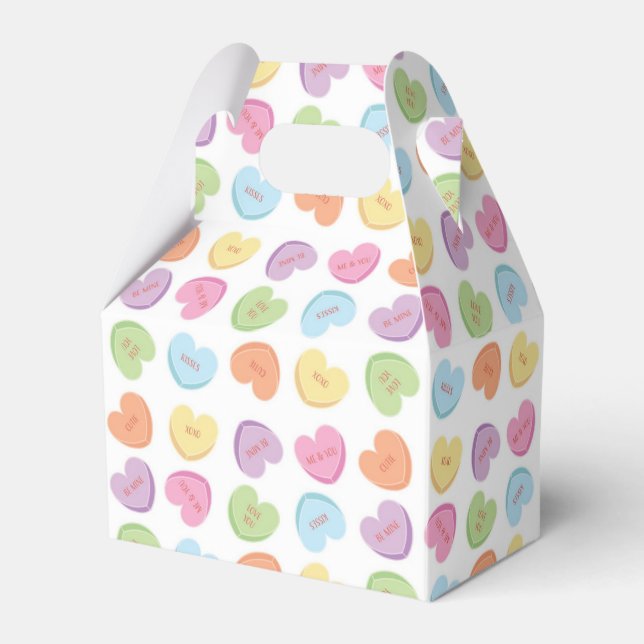 Colourful Valentine Candy Hearts  Placemat Holiday Favor Box (Front Side)