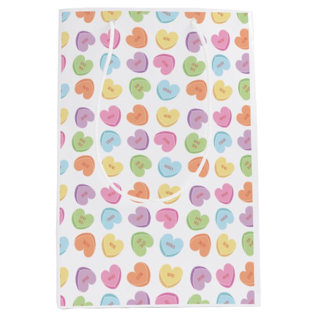 Colourful Valentine Candy Hearts  Placemat Holiday Medium Gift Bag (Front)