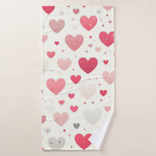 Colourful Valentine's day heart Bath Towel (Bath Towel)