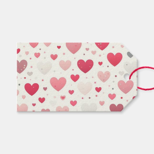 Colourful Valentine's day heart Gift Tags (Front (Horizontal))